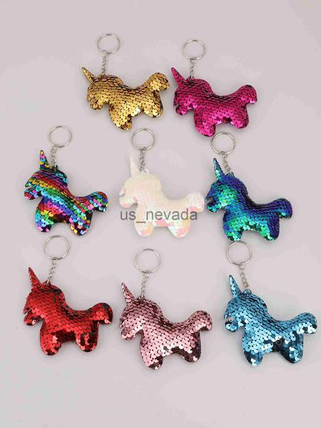 Portachiavi Cordini 8pcs Portachiavi Unicorno con paillettes Simpatico cartone animato Cavallo Portachiavi Ornamento Borsa Borsa Accessori per ciondoli Regali per la festa della mamma J230724