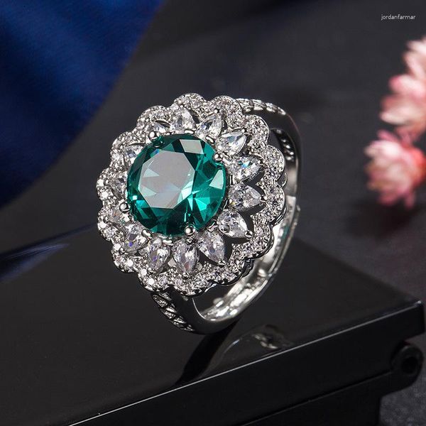 Fedi nuziali Astuyo Wish Fashion Ring For Women Blue Green Moissanite Stones Proposta di fidanzamento 1 Carat Female Present Gift