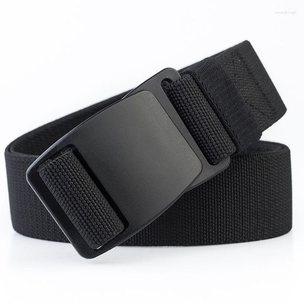 Ремни мужской бренд Unisex Design Quality Hard Plastic Bugle Belt Man Canvas Elastic Isband Casual Men