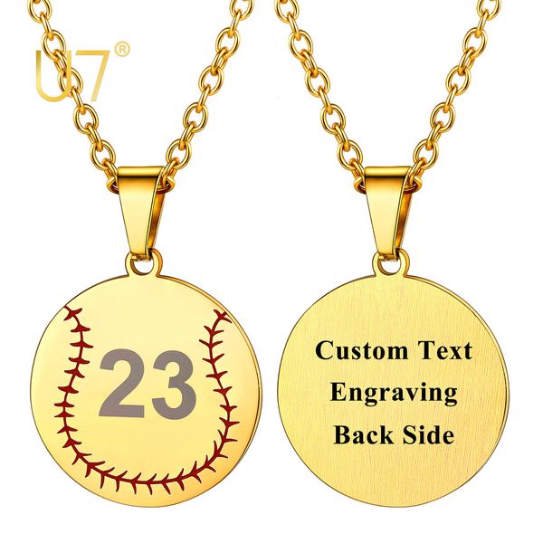 Anhänger-Halsketten U7 Baseball-Halskette Lasergravur Individualisierung jeder Menge Edelstahl Cooler Sportschmuck Personalisiertes Geschenk für Sportler 230724