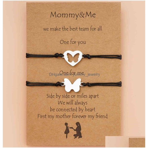 Charme Pulseiras Mãe Filho Borboleta Combinando Amizade Pulseira Mãe Presente de Aniversário para Mães Cartão Personalizado Drop Delivery Jóias Dh62Q