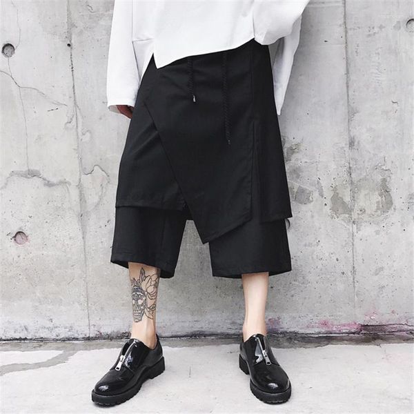 Roupas étnicas Calças Japonesas Para Homens Bermuda Shorts Soltos Preto Gótico Calças Largas Harajuku Moda Streetwear Estilo Samurai Plus