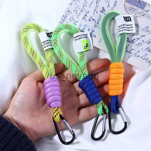 Chaveiros Lanyard Mesh Lanyard Chaveiro Cores Fluorescentes Alça para Celular para Bolsas Tiras Trançadas Chaveiro Calças Penduradas Acessórios J230724