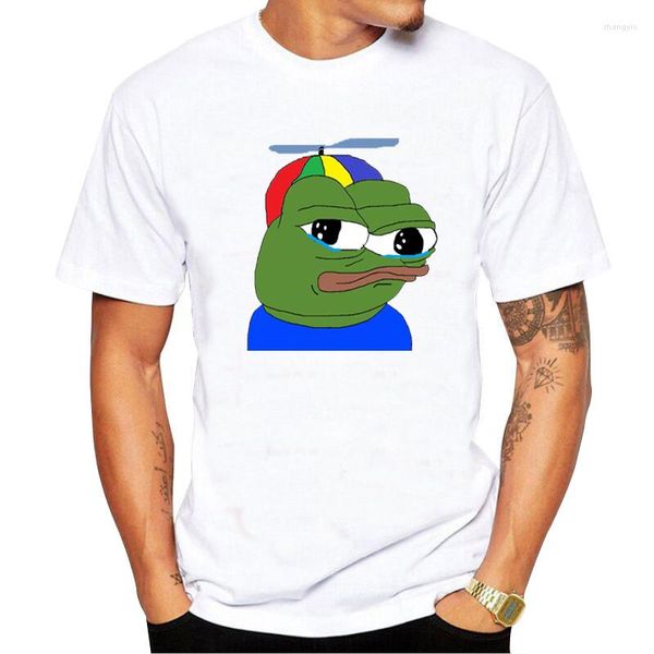 Camisetas masculinas Trend Tee Sad Frog Graphic Shirt Top Streetwear Vestuário White Tshirts Plus Size