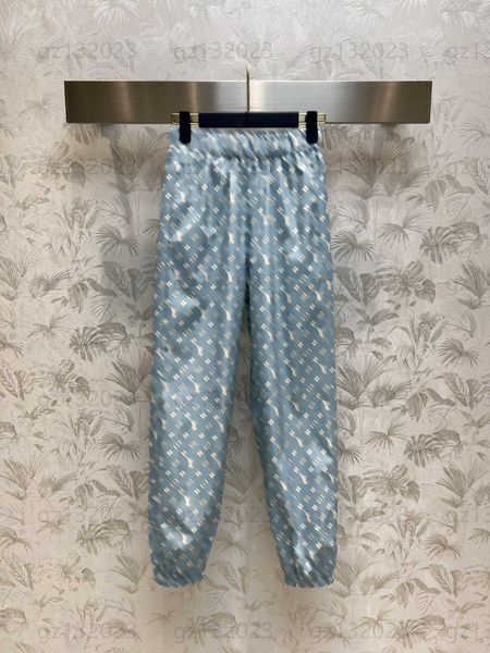 Kadın tasarımcı pantolon yaz ter pantolon kadın güneşli mavi eski çiçek turp yüksek bel elastik pantolon elastik toplanmış bacak tasarım eşofman