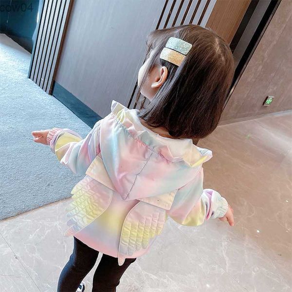 Rainbow Girls Giacche Felpe con cappuccio Cappotto per bambini 2022 Nuova moda coreana Giacca da bambino femminile Ali carine Top Primavera Autunno Bambini Outwear L230625