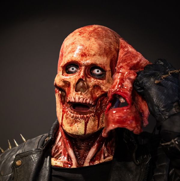 Spaventoso Walking Dead Zombie Head Mask Latex Raccapricciante Costume di Halloween Party Cosplay Horror Bloody Props Maschera di teschio per adulti