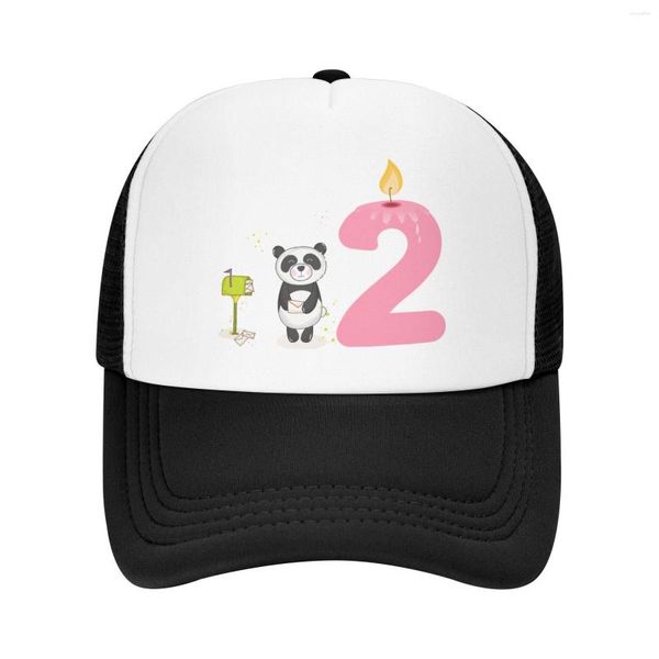 Cappellini da baseball Due mesi Anni Compleanno Berretto da baseball estivo in rete traspirante Cappello da camionista Panda da uomo per bambini