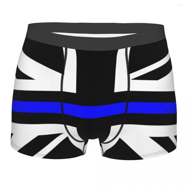 Cuecas Masculinas Cuecas Boxers Lingerie Fina Linha Azul Bandeira do Reino Unido Sexy Masculino Shorts