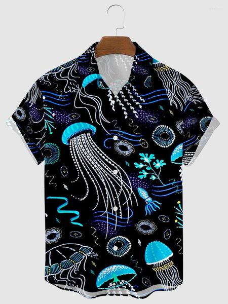 Camicie casual da uomo Moda T-shirt estive Medusa hawaiana Stampa 3d Accogliente One Button Manica corta Spiaggia Oversize