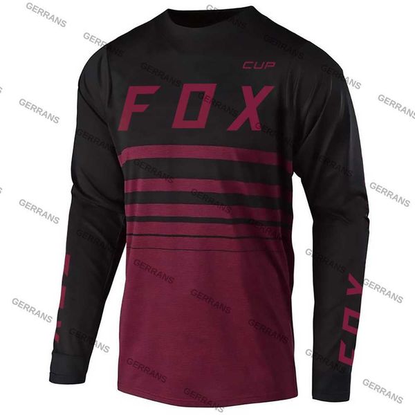 Camisetas masculinas 2023 Motocross Jersey Mountain Bike DH Maillot Fox Cup Jersey Mtb Downhill Jeresy Ciclismo Hombre Quick Dry Jersey Fit