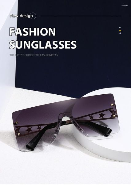 Солнцезащитные очки высококачественные пятиконечные квадратные квадратные женские девочки безрамные солнцезащитные очки мужчины.