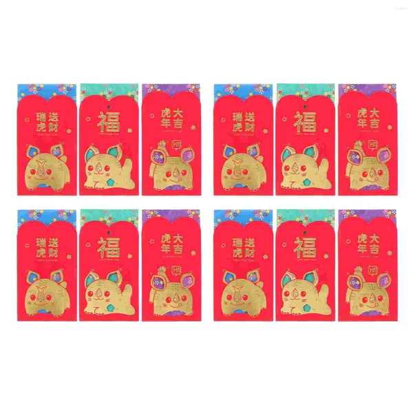 Embalagem de presente Envelopes vermelhos Bolso 2023 Ano Hongbao Festival Pacote de primavera Moneyluck Tigers 2023 Pacotes festivos de envelope asiático para presente