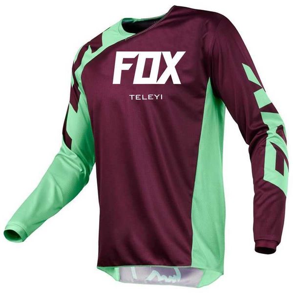 T-Shirt da Uomo MTB Downhill Jersey Motocross Maglia Polera Mtb Jersey Mountain Bike Abbigliamento Sportivo Manica Lunga Enduro DH Motociclette FOX TELEYI