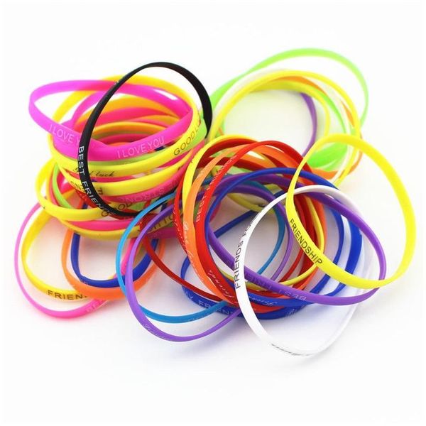 Jelly Casual Sports Outdoor Fitness Sile Glow Bracelets Rubber Elasticity Wristband Cuff Bracelet Basketball Wrist Band 5Mm Drop Del Dhzcl
