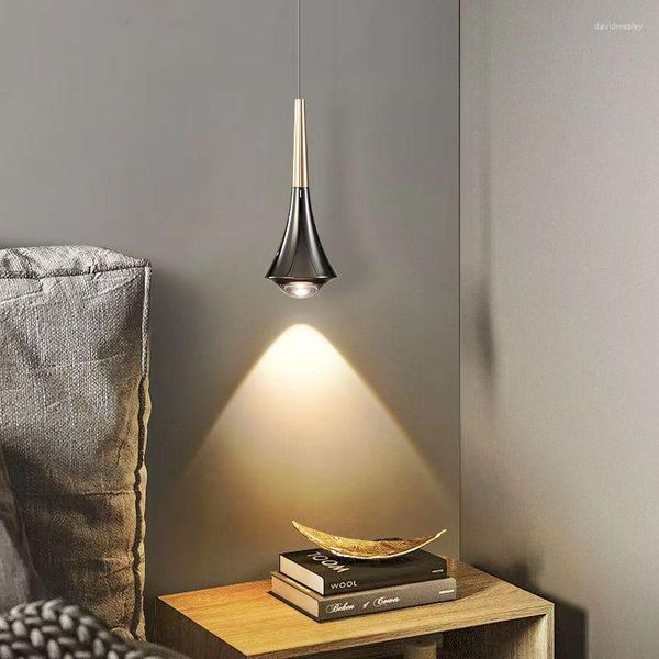 Lampade a sospensione Lampadario da comodino minimalista Luci sollevabili moderne di lusso per camera da letto Sala da pranzo Cucina Placca in alluminio