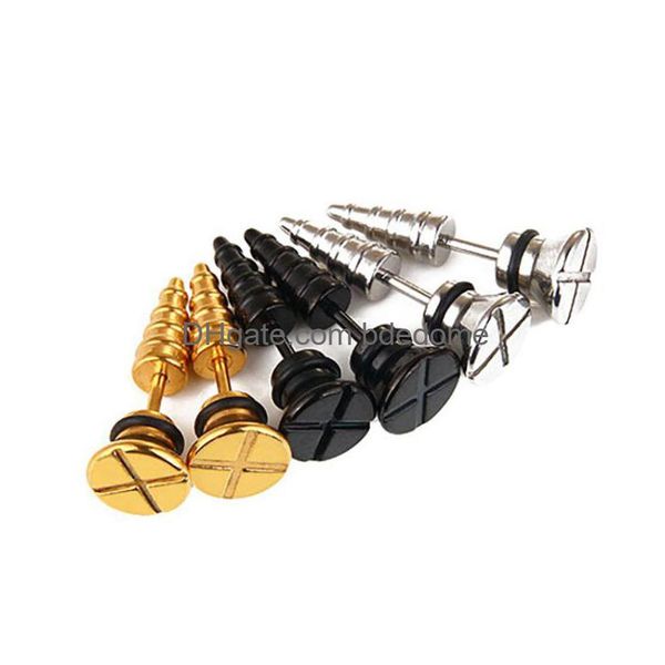 Stud Punk Schraube Spike Ohrring Edelstahl Piercing Ohr Ringe Für Frauen Männer Hip Hop Punktion Mode Körper Schmuck Drop lieferung Ohr Dhsqq