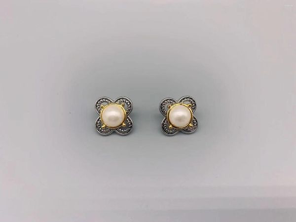 Orecchini a lobo Orecchini Le Han Jewelry Infinity in argento con perla Monther e placcato in oro 18 carati 20 mm
