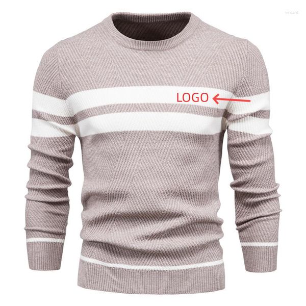 Maglioni da uomo 2023 Logo Personalizzato Primavera e autunno Maglione girocollo a righe Pullover color block moda lavorato a maglia