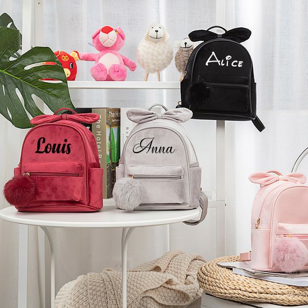 Rucksäcke Personalisierter und süßer Rucksack für kleine Mädchen, Kinderrucksack, Kinderreisetasche, kurzer Plüschrucksack für Kinder 230720