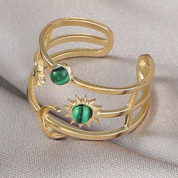 Обручальные кольца винтажные простые красочные натуральные каменные инкрустации для женщин для женщин Тенденция обручальное кольцо модные золотые ювелирные изделия 1 шт.