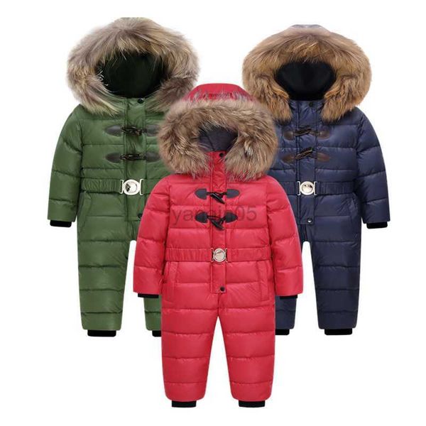 Down Rusya Kış -30 Tulum Çocukları Kış Snowsuit 12m -4t Bebek Tulum Aşağı Ceketler Sıcak Genel Maltalar Erkek Kız Kıyafetleri HKD230725