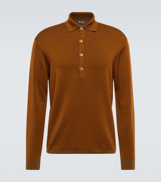 Дизайнерская мужская рубашка Polos Loro Piana Cashmere и Silk Polo Sweater Fashion осень и зимние топы