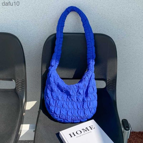 2023 Plicated Puff Damen Tasche Koreanische Marke Zipper Quilted Middle Handtaschen Foamflower Damen Schulter Tasche Ganze Verkauf L230704