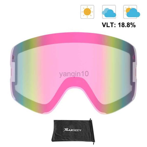 Óculos de esqui Óculos de esqui magnéticos lente antiembaçante UV400 multiporos lente de substituição visão noturna lente amarela lentes de óculos de esqui de neve HKD230725