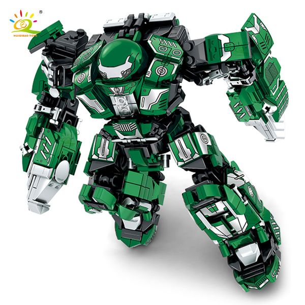 Figure giocattolo d'azione HUIQIBAO Boy DIY Super Armored Robot Model Building Block Guerriero militare Personaggio meccanico Arma Building Block Giocattolo per bambini 230720