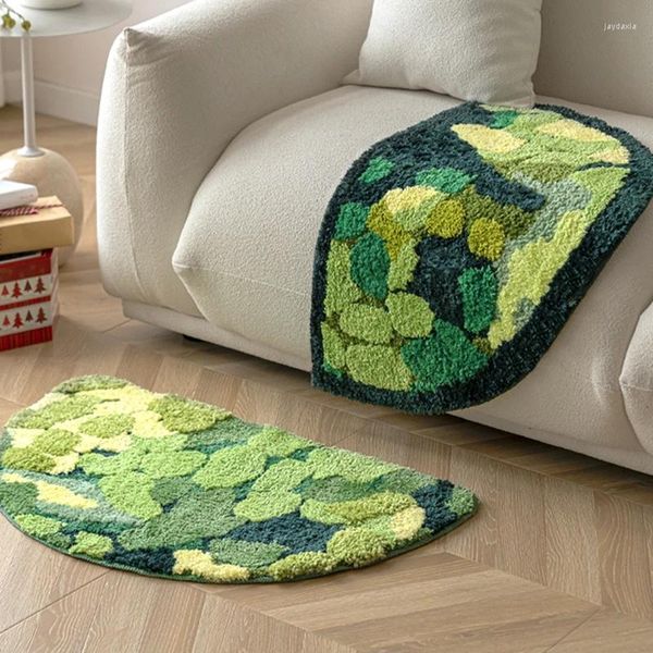 Teppiche Grüne Pflanze Tufting Moos Badematte Weiche Badezimmertürmatte Flauschiger Teppich Schlafzimmer Fußteppich Boden Sicherheitspolster Home Room Dekoration