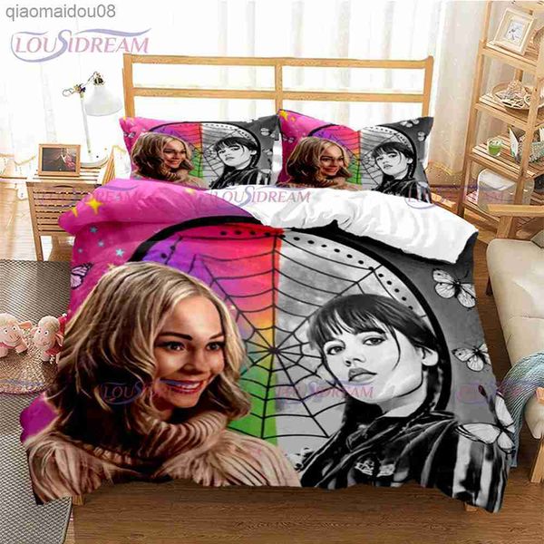 Conjunto de capa de edredom estampado para quarta-feira sobrenatural série de tv linda capa para menina linda conjunto de decoração de quarto para casa L230704