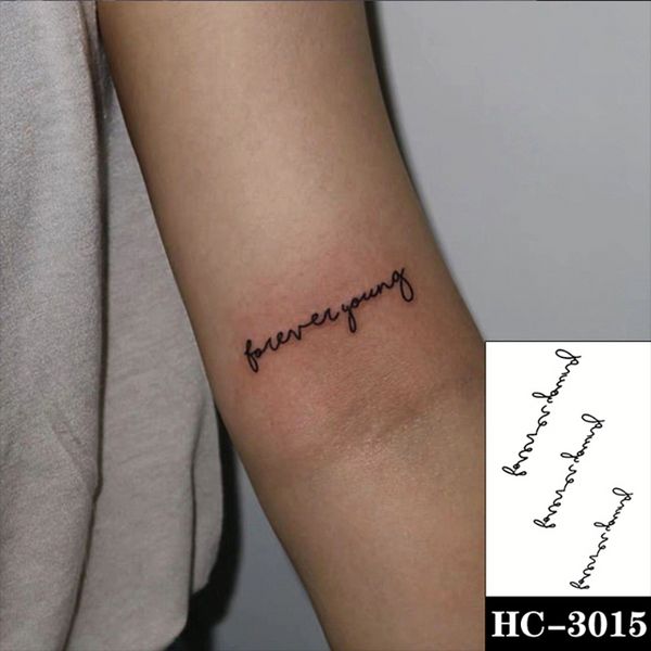 Sexy English Alphabet Diseño impermeable tatuaje temporal pegatina de brazo femenino