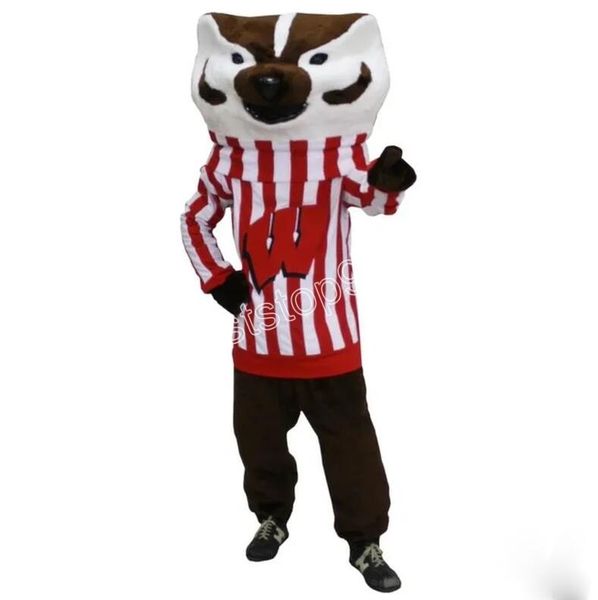 bucky point1 Badger Mascot Costume Simulação de desempenho Personagem de desenho animado Anime Tema Adultos Tamanho de Natal Publicidade ao ar livre Outfit Terno