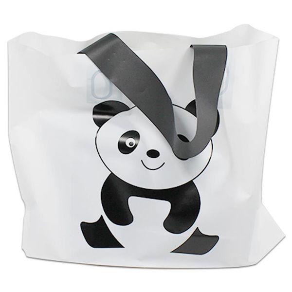 Intero 25 pz / lotto Stampa Panda Cartone Bianco Shopping Sacchetto di plastica con manico per regalo di stoffa Moda Pouch228v