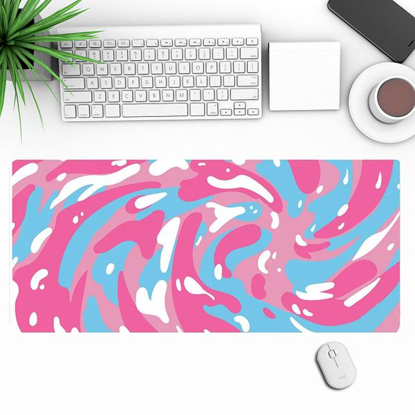 80x30cm cor fluida abstrata almofada de mouse para menina estudante tapete de mesa L gaming mousepad rosa teclado pad acessórios para jogos