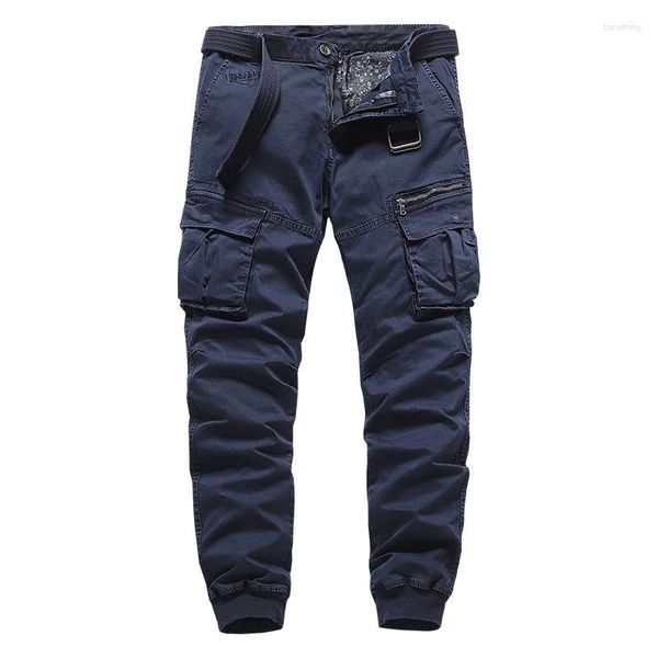 Pantaloni da uomo Pantaloni autunnali primaverili Vestiti da paracadutista in cotone Multitasche Carico allentato Piccolo piede Bocca Tide Street