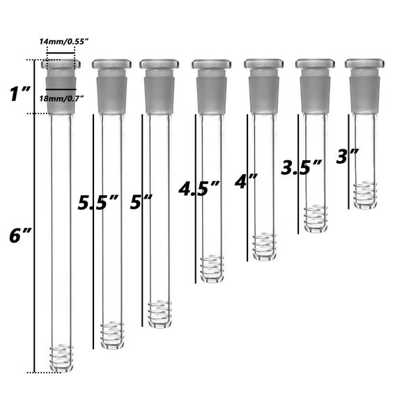 Adattatore riduttore femmina per narghilè con stelo in vetro Downstem 14-18mm Lo Pro Diffusore con stelo diffuso verso il basso per bong per tubi dell'acqua