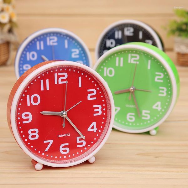 Relógios de mesa Redondos criativos Candy Color Fresco Resina Despertador Quarto Casa Crianças Pendurado Relógio Decorativo Estudante