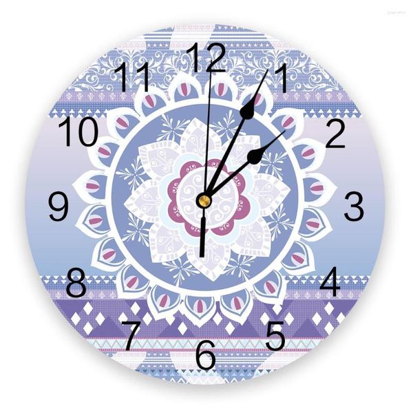 Relógios de parede Roxo Mandala Boho Relógio romântico Quarto infantil Decoração de casa moderna Adesivo de vida digital
