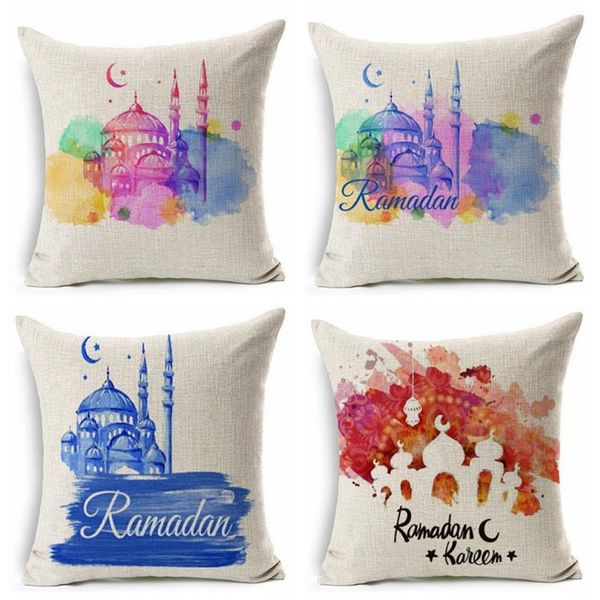 Fodera per cuscino Ramadan Federa per cuscino a fiori 45X45cm Moon Castle Keep Calm Federe per cuscini Camera da letto Decorazione per divano Set di 4228m