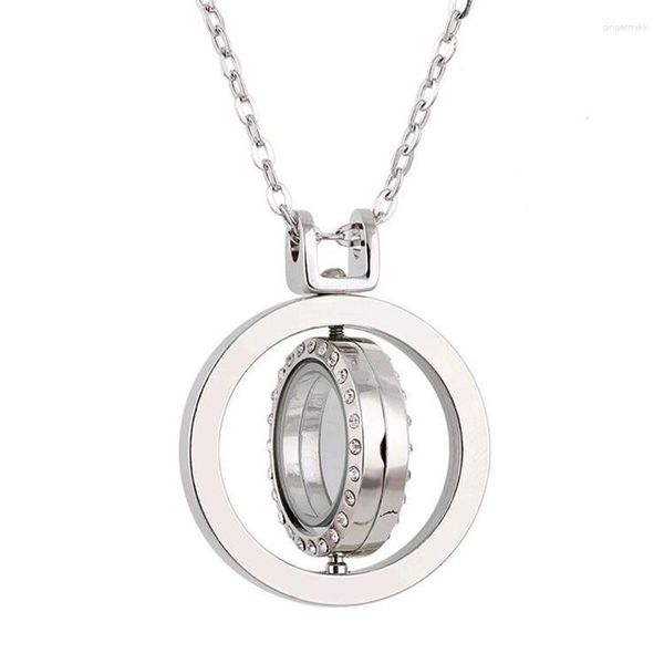 Ketten 5 teile/los Runde Öffnende Drehbare Magnetische Glas Medaillon Halskette Anhänger mit Kette Für Frauen Schmuck Geburtstag Geschenk