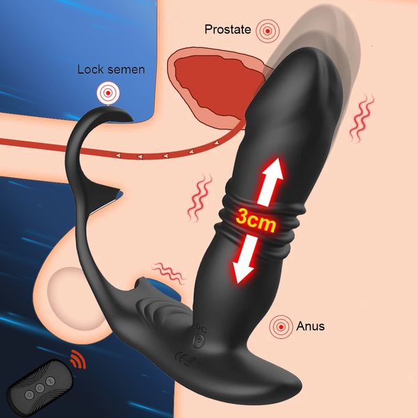 Giocattoli anali Il vibratore anale in silicone stimola il massaggiatore prostatico ritarda l'anello di bloccaggio della gomma anale gluteo plug giocattolo del sesso Dildo 230724