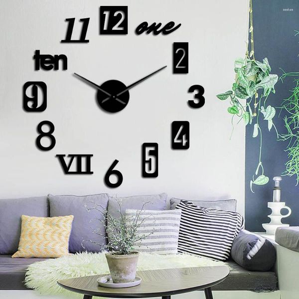 Wanduhren Verschiedene Arten von Zahlen 3D DIY Stummschaltung Uhr Selbstklebende Mode Home Kit Dekoration Einweihungsgeschenk Modern