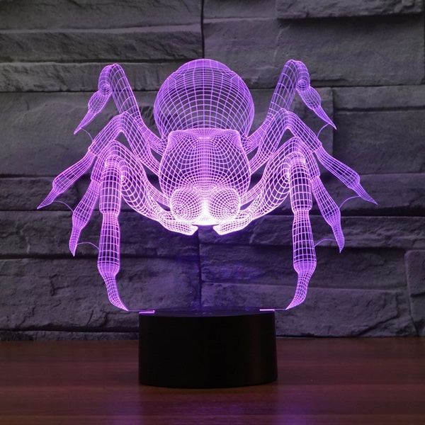 LED Işık Çubukları Yabancı Ticaret Örümcek 3D Lamba Yedi Renkli Touch Charge Görsel Işık Hediye Kutlaması 3059 230724
