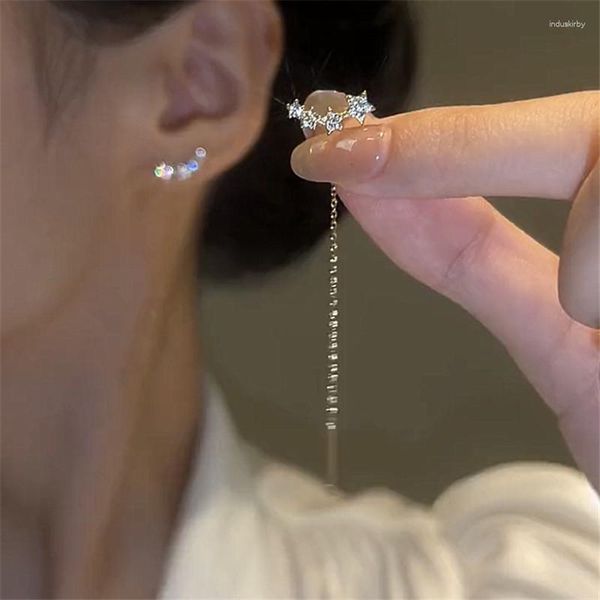 Baumelnde Ohrringe, einfacher Stil, lange Quaste, Tropfen für Frauen, Strass-Stern-Ohrring, Piercing-Linie, Zubehör, dünner Mini-Trend-Ohrschmuck