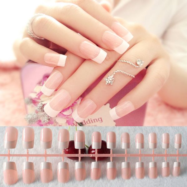 Falsche Nägel 1 Los/10 Kits Lange französische Nagelspitze, natürliches Rosa, vollständige Abdeckung, künstlicher Nagel, handgefertigte Acryl-Nagelspitze, künstliche Ongle, falscher Nagelkunstsalon 230724