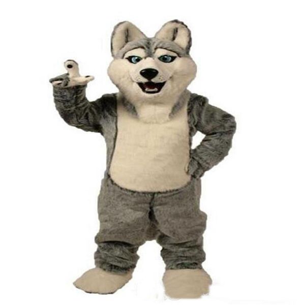 2019 Direkt ab Werk Fancy Grey Dog Husky Dog mit dem Aussehen eines Wolf-Maskottchen-Kostüms Mascotte Adult Cartoon Character Part209b