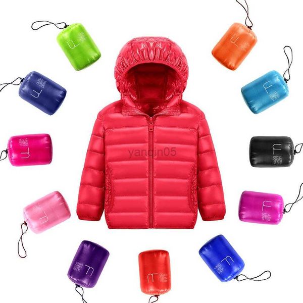 Down Coat Light Jackets Ultra Down Children Duck Down Pufferjacke für Down Winter Kids Baby Overalls Kapuze für Mädchen tragbare Mantel Jungen HKD230725