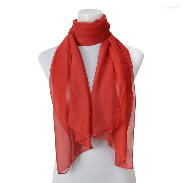 Шарфы корейский сплошной цвет тонкий шифоновый шелковый шарф летний пляжный полотенце женский солнцезащитный крем.